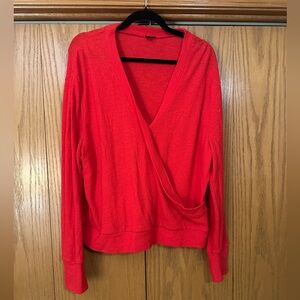 J. Crew Women’s Size Large Red Faux Wrap Blouse